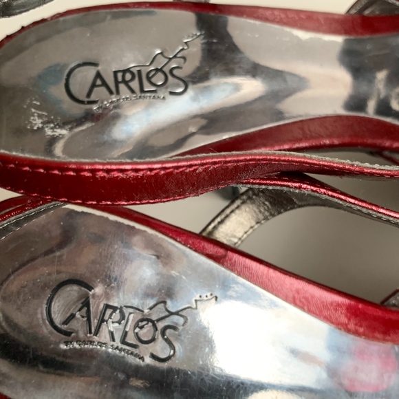 Carlos Ruby Red Peep Toe High Heel Size 9 - Picture 3 of 7